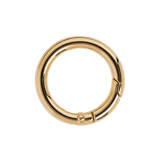 Detailed image of the String Ting Bag Clip Ring in polished gold tone, showcasing its sleek, circular design with a hinged opening mechanism, ideal for adding a touch of elegance to bags or keychains.