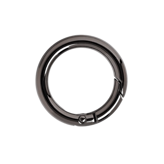 Side view of the String Ting Bag Clip Ring in gunmetal grey, highlighting its robust, industrial-style finish and durable clasp, perfect for a modern, edgy accessory attachment.
