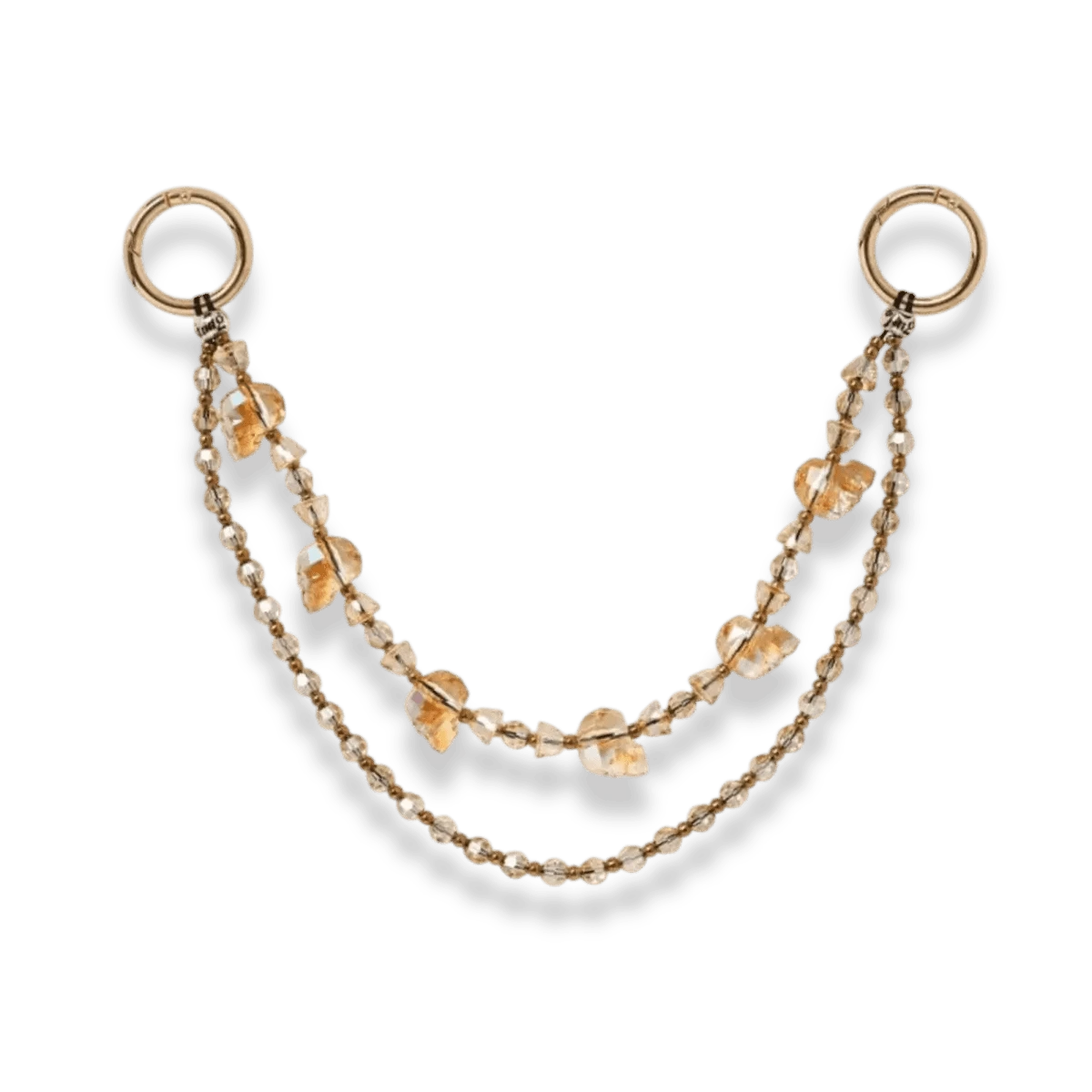 Flat-lay image of the Big F*cking Skulls Bag Ting², showcasing its intricate design featuring 19mm Swarovski skulls and Japanese Miyuki beads.