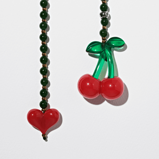 Cherry Drop Jade Bag Charm - String Ting London