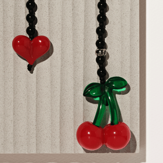 Cherry Drop Obsidian Bag Charm - String Ting London
