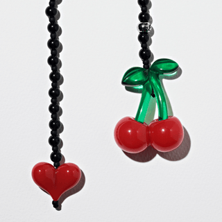 Cherry Drop Obsidian Bag Charm - String Ting London