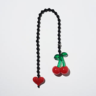 Cherry Drop Obsidian Bag Charm - String Ting London
