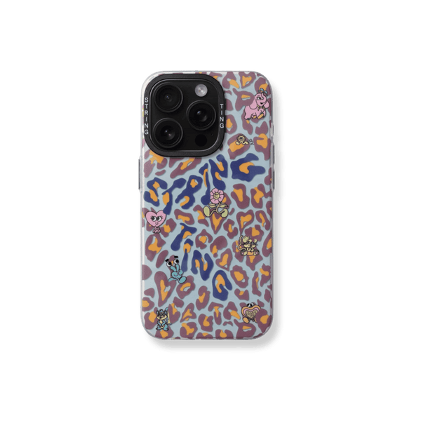 ★String Ting★フレンズ ブルー ヒョウ柄 iPhoneケース string-ting-blue-leopard-