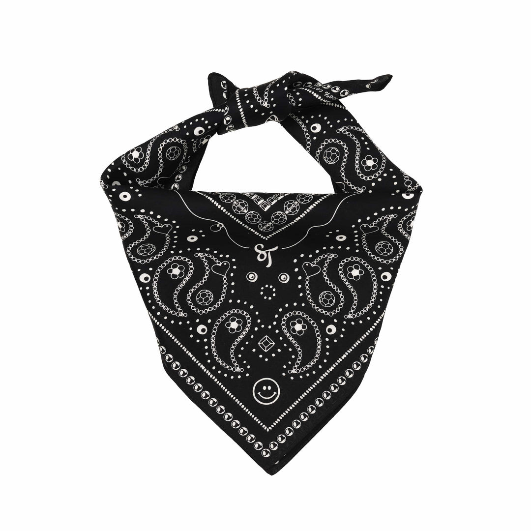 String Ting London Bead Parade 100% Cotton Bandana In Black