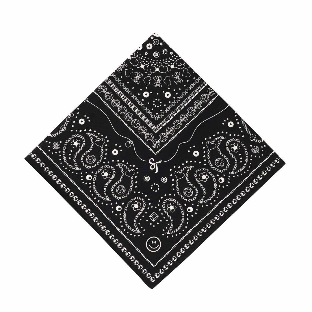 String Ting London Bead Parade 100% Cotton Bandana In Black