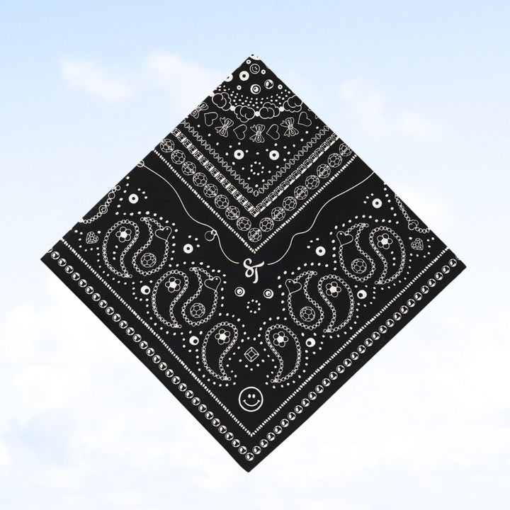 String Ting London Bead Parade 100% Cotton Bandana In Black