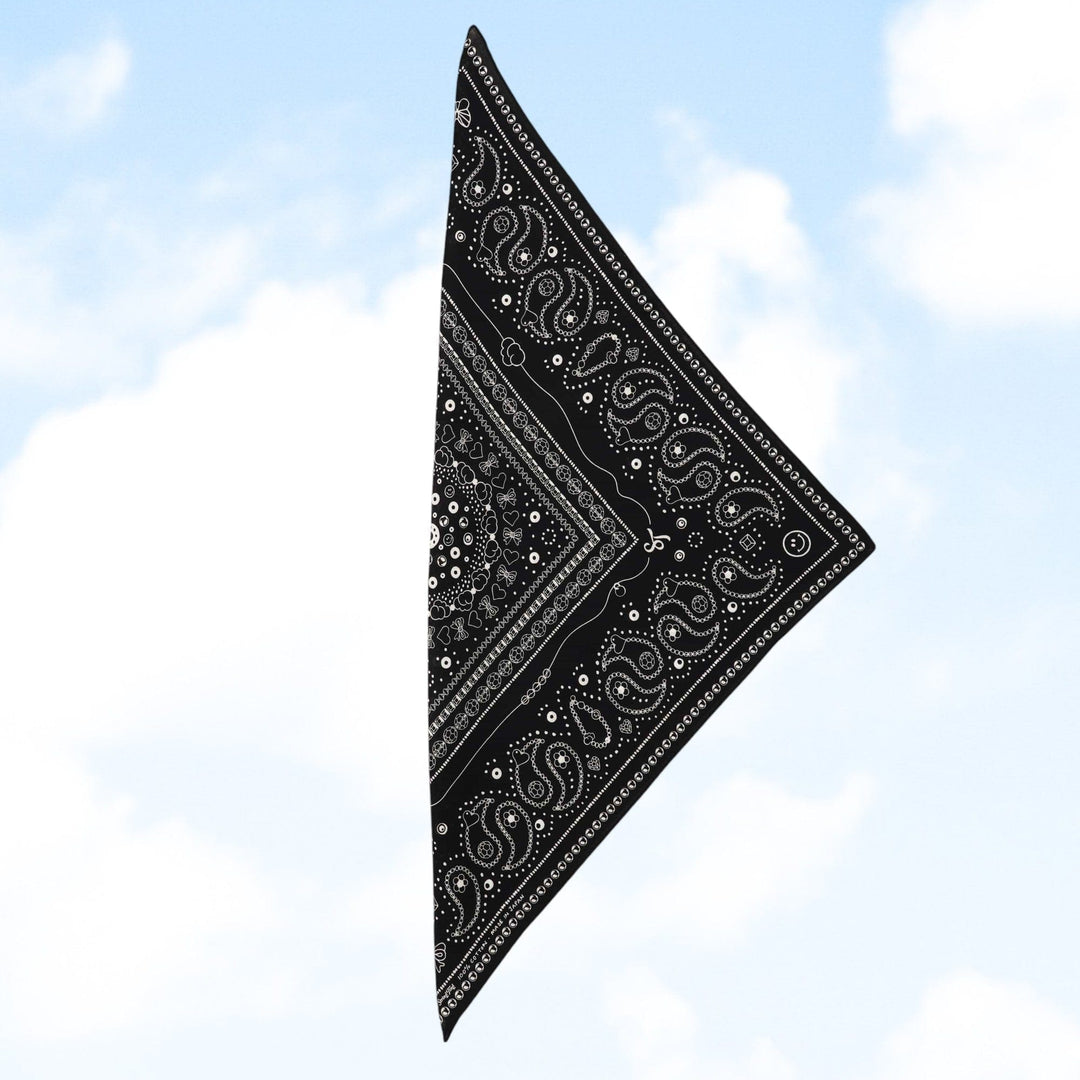 String Ting London Bead Parade 100% Cotton Bandana In Black