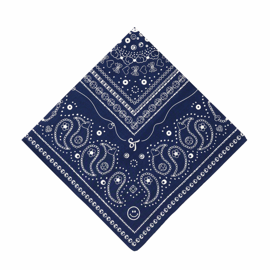 String Ting London Bead Parade 100% Cotton Bandana In Indigo