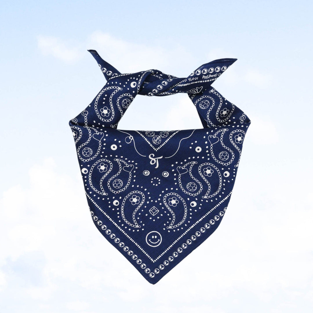 String Ting London Bead Parade 100% Cotton Bandana In Indigo