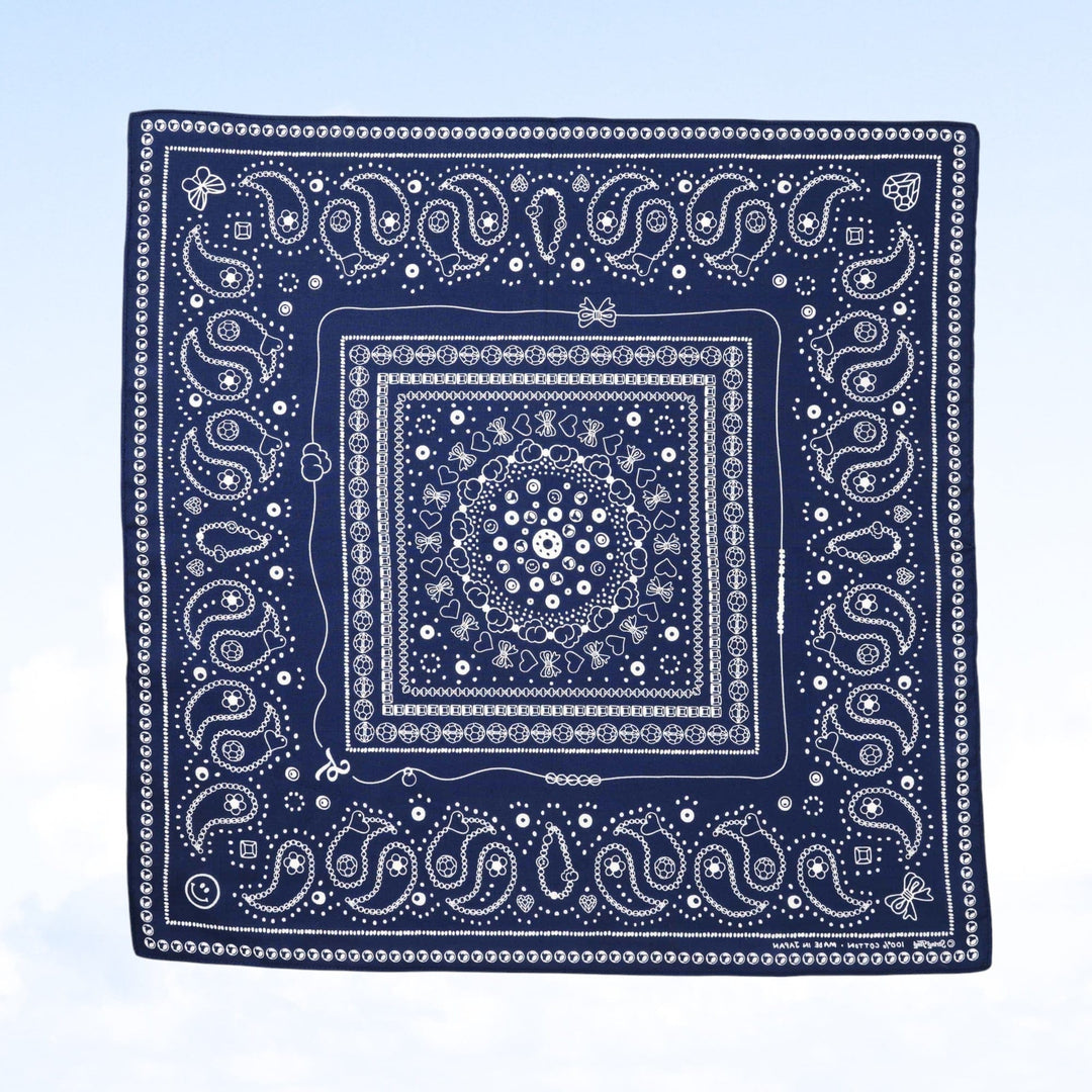 String Ting London Bead Parade 100% Cotton Bandana In Indigo