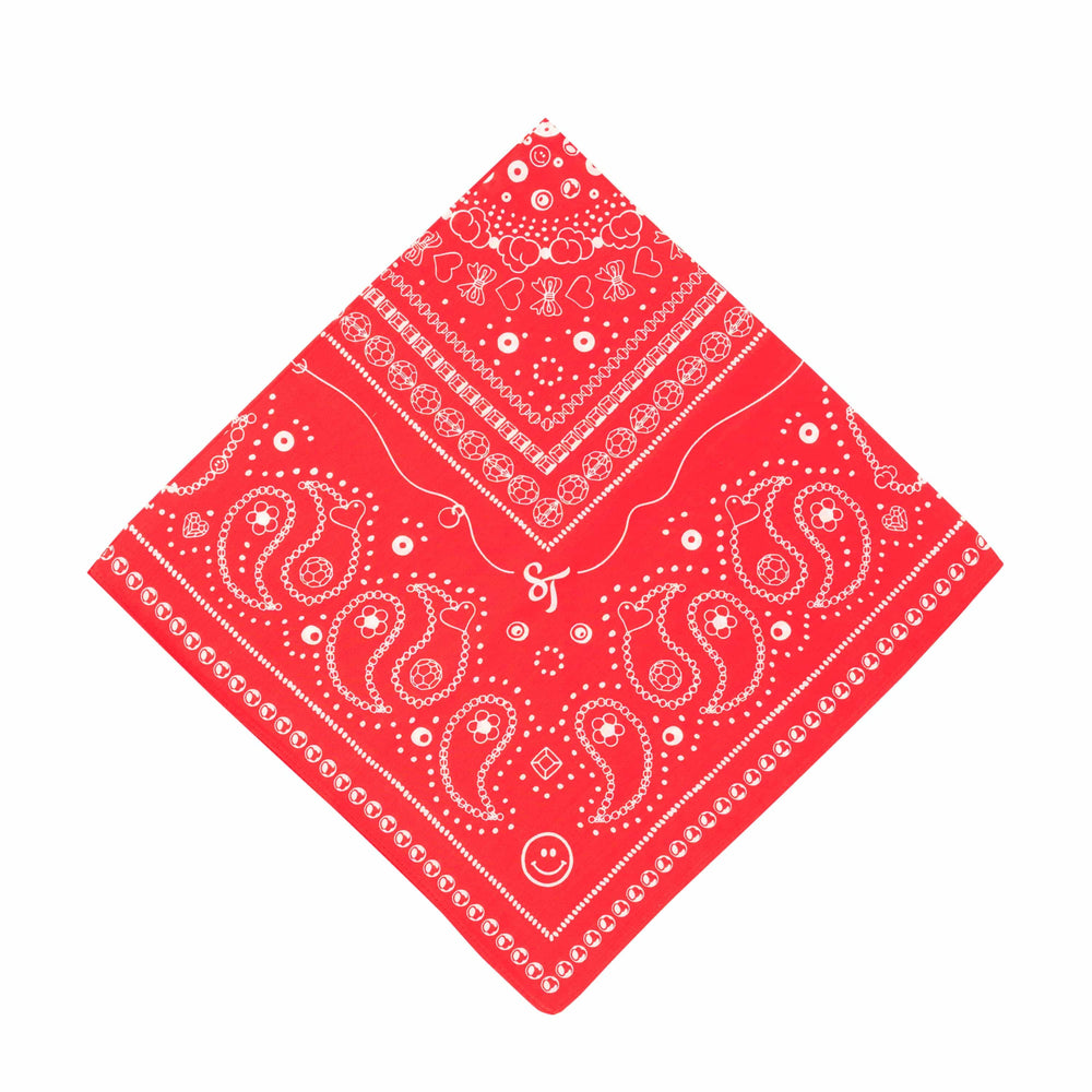 String Ting London Bead Parade 100% Cotton Bandana In Red