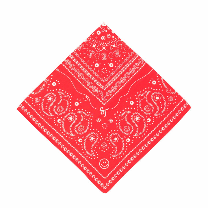 String Ting London Bead Parade 100% Cotton Bandana In Red