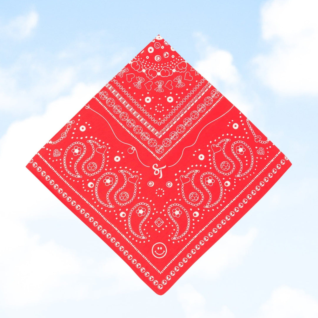 String Ting London Bead Parade 100% Cotton Bandana In Red