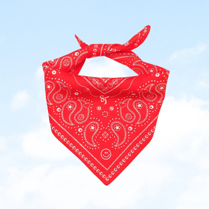 String Ting London Bead Parade 100% Cotton Bandana In Red