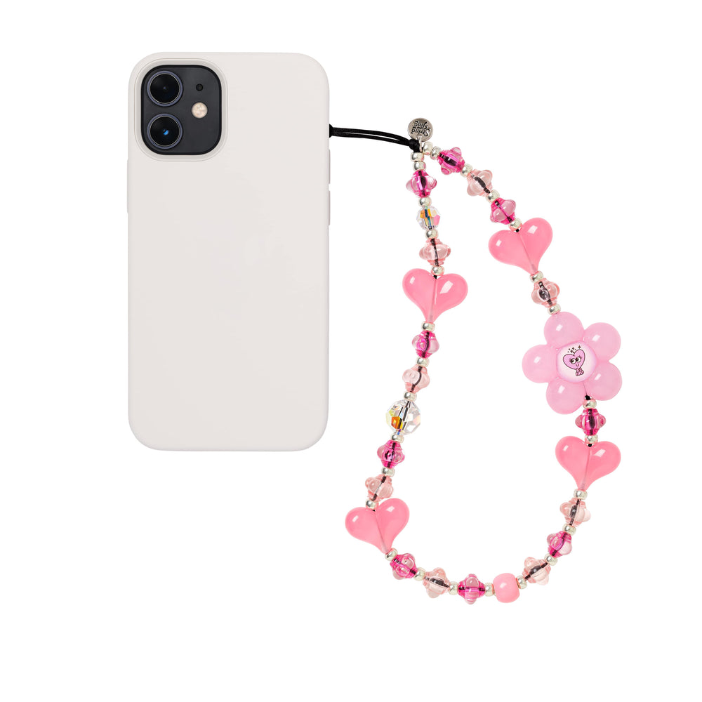 String Ting London Blushing Heart Cherry Blossom Wristlet Phone Strap