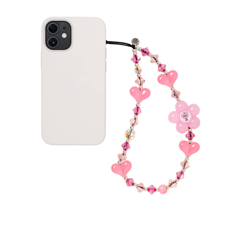 Blushing Heart Cherry Blossom Wristlet Phone Strap - String Ting London