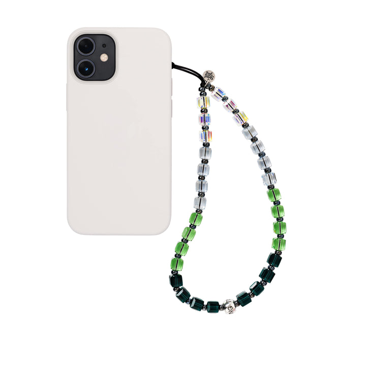 Evergreen Drip Crystal Wristlet Phone Strap - String Ting London