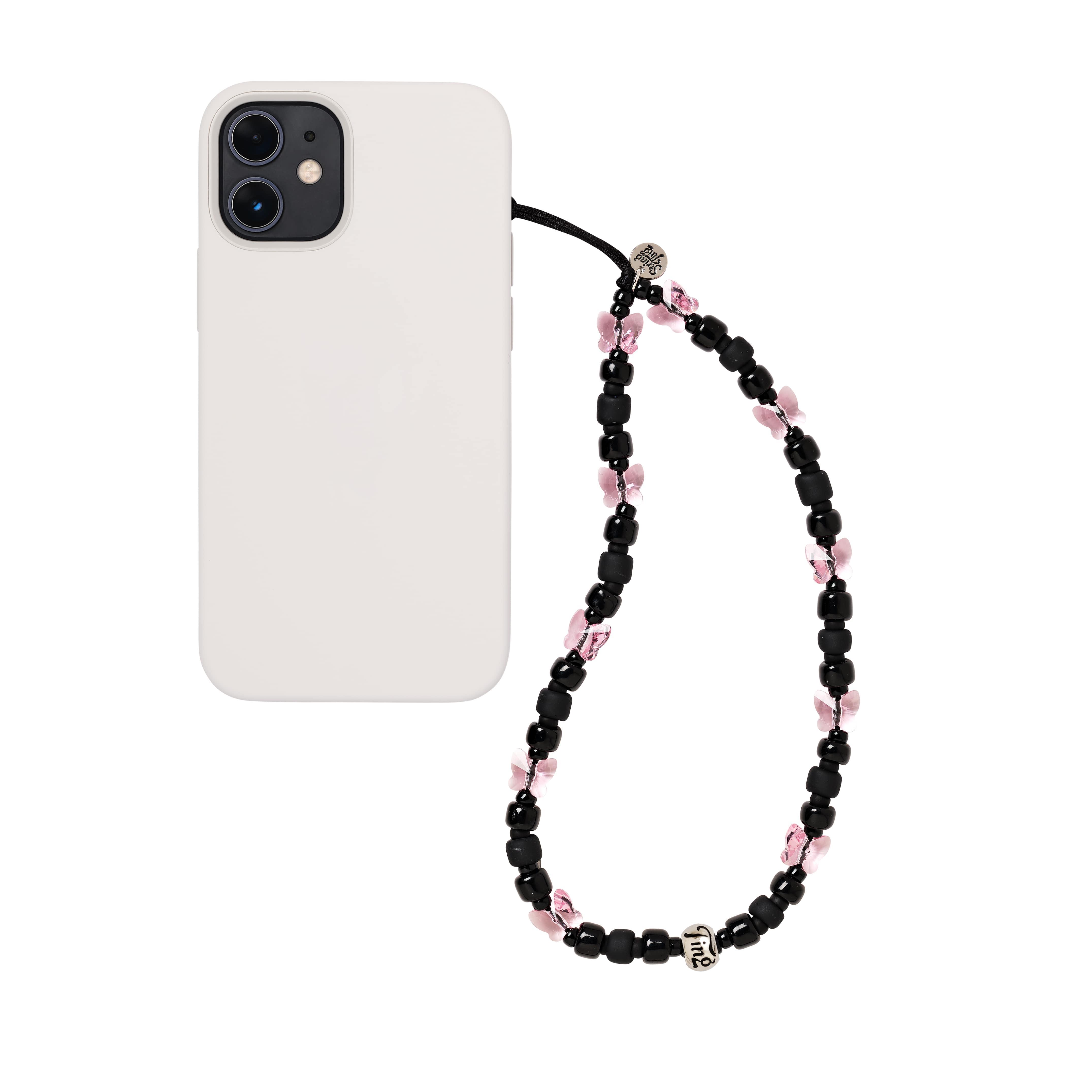 Flutter Beachglass Noir Rose Wristlet Phone Strap – String Ting London
