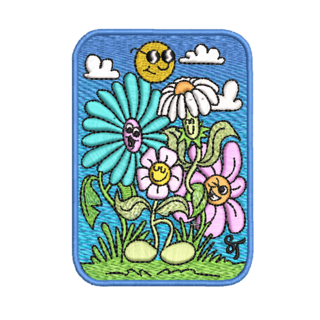 Happy Flowers Embroidered Sticker - String Ting London