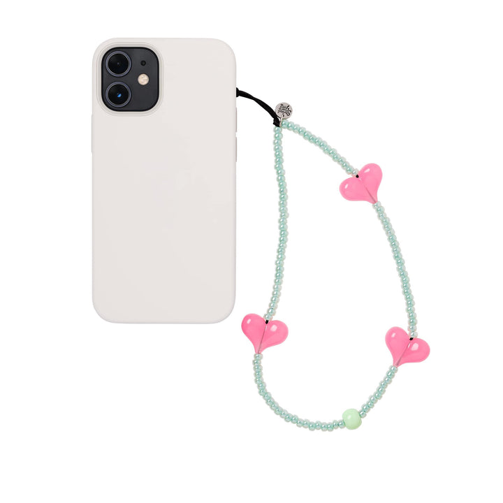 Matcha Mochi Love Heart Wristlet Phone Strap - String Ting London