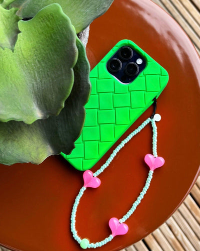 Matcha Mochi Love Heart Wristlet Phone Strap - String Ting London