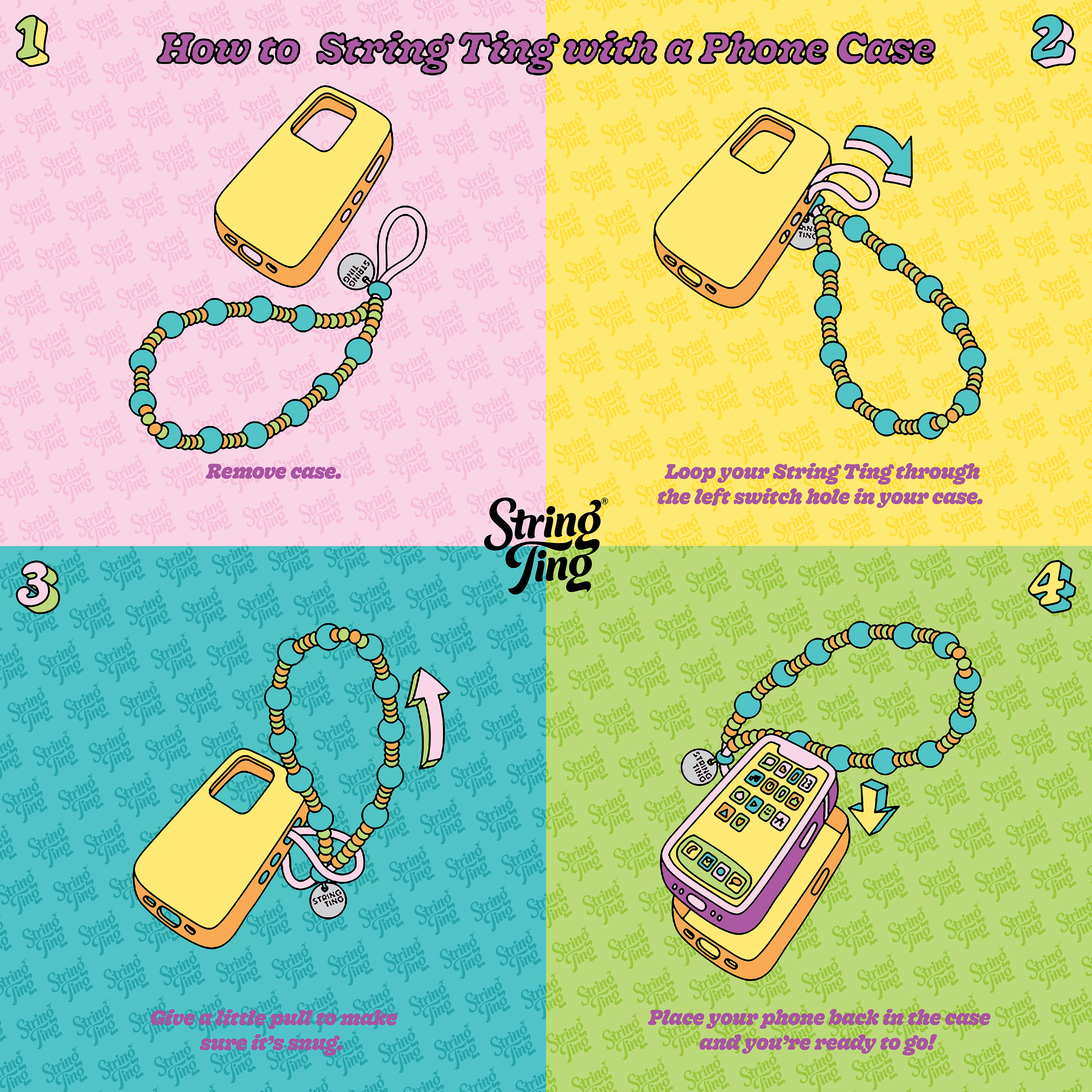 【日本未入荷】STRING TING/The Drip Ting Crystal Phone Strap Midnight Oil Drip Wristlet Phone Strap