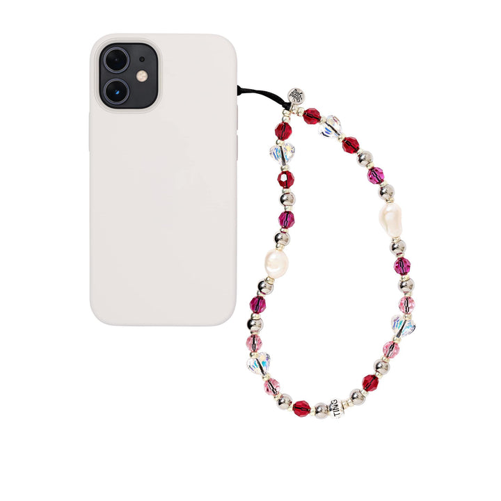 Pearls Just Wanna Have Fun - Ruby Romance Phone Strap Wristlet - String Ting London