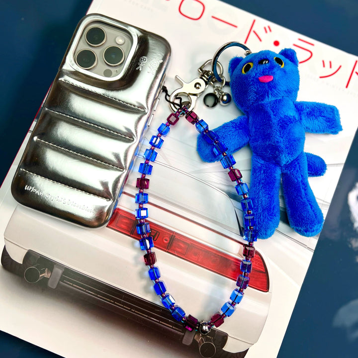 String Ting London Wristlet Phone Strap Blue Rasberry Drip Crystal Wristlet Phone Strap