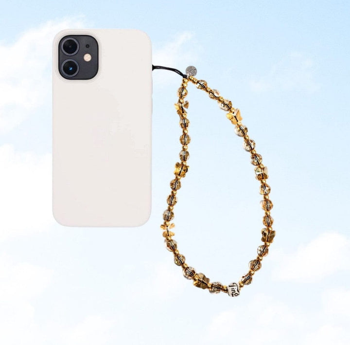 String Ting London Wristlet Phone Strap Flutter Dripped in Gold Crystal Phone Strap