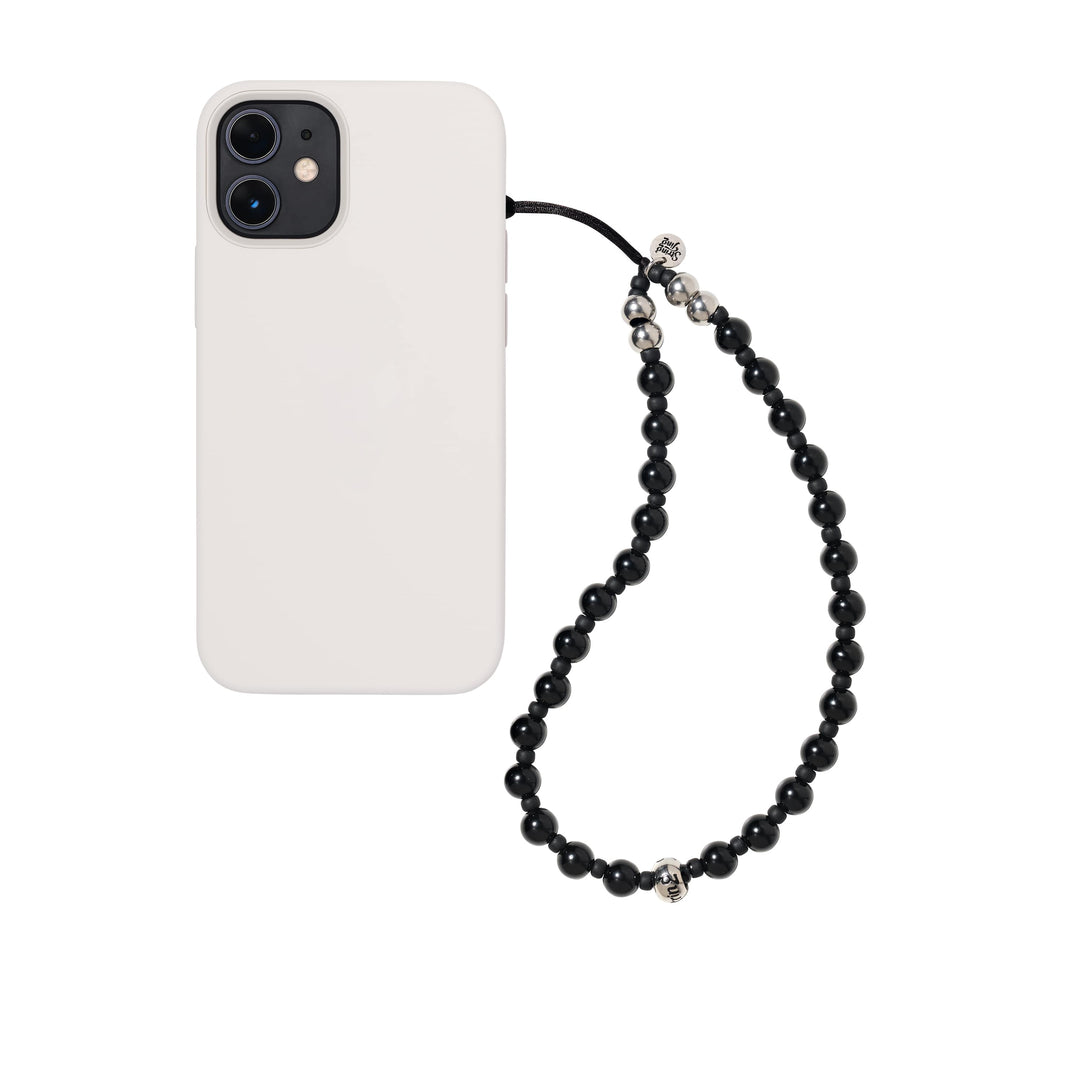 String Ting London Wristlet Phone Strap Shadowguard Obsidian Wish Beads Wristlet Phone Strap